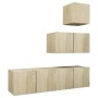 Set muebles de salón TV 4 piezas madera ingeniería roble Sonoma de vidaXL, Muebles TV - Ref: Foro24-3079049, Precio: 109,73 €...