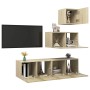 Set muebles de salón TV 4 piezas madera ingeniería roble Sonoma de vidaXL, Muebles TV - Ref: Foro24-3079049, Precio: 109,73 €...