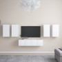 White engineered wood 6-piece TV living room furniture set by vidaXL, TV Furniture - Ref: Foro24-3078679, Price: 190,45 €, Di...