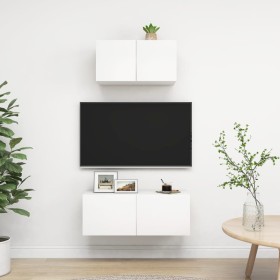 Zweiteiliges TV-Wohnzimmermöbelset aus weißem Holzwerkstoff von vidaXL, TV-Möbel - Ref: Foro24-3078700, Preis: 79,93 €, Rabat...