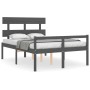 Gray solid wood bed frame with headboard 140x200 cm by vidaXL, Beds and slatted bases - Ref: Foro24-3195353, Price: 133,11 €,...