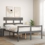 Gray solid wood bed frame with headboard 140x200 cm by vidaXL, Beds and slatted bases - Ref: Foro24-3195353, Price: 133,11 €,...