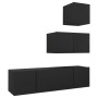 Set de muebles de salón TV 4 piezas madera de ingeniería negro de vidaXL, Muebles TV - Ref: Foro24-3078839, Precio: 113,26 €,...