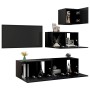 Set de muebles de salón TV 4 piezas madera de ingeniería negro de vidaXL, Muebles TV - Ref: Foro24-3078839, Precio: 113,26 €,...