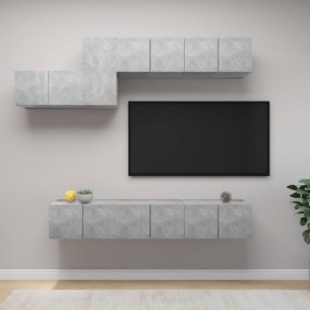 Living room TV set, 7-piece engineered wood furniture in gray concrete. by vidaXL, TV Furniture - Ref: Foro24-3079149, Price:...