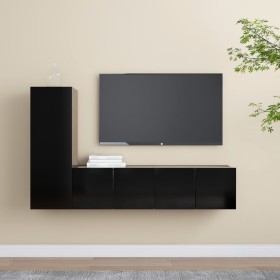 Set de muebles de salón TV 3 pzas madera de ingeniería negro de vidaXL, Muebles TV - Ref: Foro24-3078778, Precio: 108,39 €, D...