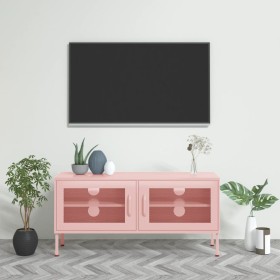 Mueble para TV de acero rosa 105x35x50 cm de vidaXL, Muebles TV - Ref: Foro24-336238, Precio: 161,99 €, Descuento: %