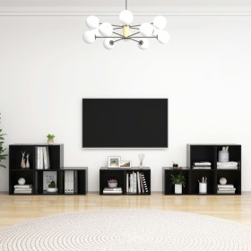 8-Piece TV Cabinet Set Glossy Black Chipboard by vidaXL, TV Furniture - Ref: Foro24-3080067, Price: 178,11 €, Discount: %