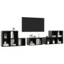 8-teiliges TV-Schrank-Set aus glänzend schwarzer Spanplatte von vidaXL, TV-Möbel - Ref: Foro24-3080067, Preis: 178,11 €, Raba...