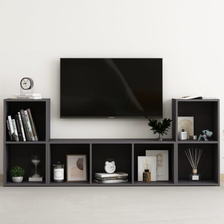 Wohnzimmermöbel 3-teilig aus grauem Holzwerkstoff von vidaXL, TV-Möbel - Ref: Foro24-3080017, Preis: 101,92 €, Rabatt: %