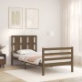 Honey brown solid wood bed frame with headboard 90x200cm by vidaXL, Beds and slatted bases - Ref: Foro24-3194104, Price: 129,...