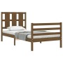 Honey brown solid wood bed frame with headboard 90x200cm by vidaXL, Beds and slatted bases - Ref: Foro24-3194104, Price: 129,...