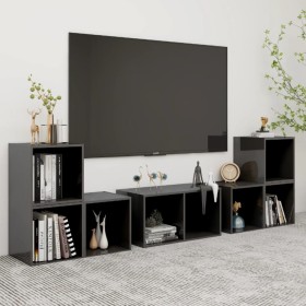 Muebles de salón 6 piezas madera de ingeniería gris brillo de vidaXL, Muebles TV - Ref: Foro24-3080059, Precio: 120,99 €, Des...