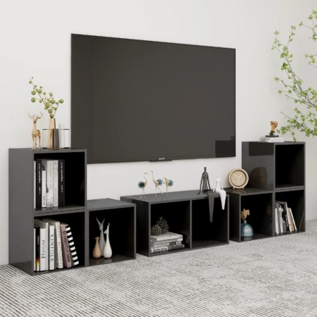 Wohnzimmermöbel 6-teilig, glänzend graues Holzwerkstoff von vidaXL, TV-Möbel - Ref: Foro24-3080059, Preis: 120,99 €, Rabatt: %