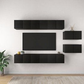 Set de muebles de TV salón 8 piezas madera contrachapada negro de vidaXL, Muebles TV - Ref: Foro24-3078832, Precio: 235,05 €,...