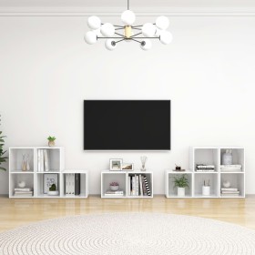 Living room furniture 8 pieces glossy white engineered wood by vidaXL, TV Furniture - Ref: Foro24-3080066, Price: 180,99 €, D...