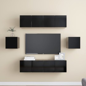 Set de muebles de salón TV 6 piezas madera ingeniería negro de vidaXL, Muebles TV - Ref: Foro24-3078787, Precio: 177,33 €, De...