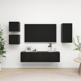 5-piece black plywood TV furniture set by vidaXL, TV Furniture - Ref: Foro24-3078800, Price: 143,22 €, Discount: %