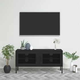 Black steel TV cabinet 105x35x50 cm by vidaXL, TV Furniture - Ref: Foro24-336241, Price: 131,50 €, Discount: %