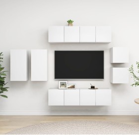 Set de mueble para TV de 8 piezas madera contrachapada blanco de vidaXL, Muebles TV - Ref: Foro24-3078704, Precio: 236,00 €, ...