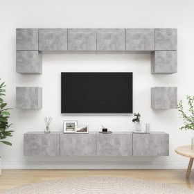 TV living room furniture set 8 pieces concrete gray engineered wood by vidaXL, TV Furniture - Ref: Foro24-3079112, Price: 272...