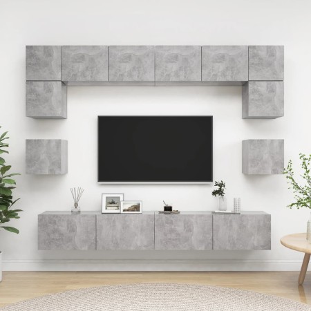 TV living room furniture set 8 pieces concrete gray engineered wood by vidaXL, TV Furniture - Ref: Foro24-3079112, Price: 285...