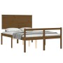 Double bed frame with honey brown wooden headboard by vidaXL, Beds and slatted bases - Ref: Foro24-3195454, Price: 164,14 €, ...