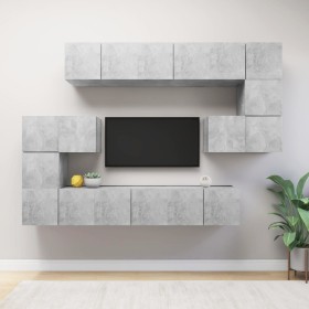 Living room furniture set 10 pieces concrete gray engineered wood by vidaXL, TV Furniture - Ref: Foro24-3079144, Price: 282,5...