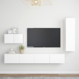 4-teiliges TV-Wohnzimmermöbelset aus weißem Holzwerkstoff von vidaXL, TV-Möbel - Ref: Foro24-3078676, Preis: 188,52 €, Rabatt: %