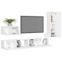 Set de muebles de salón TV 4 piezas madera de ingeniería blanco de vidaXL, Muebles TV - Ref: Foro24-3078676, Precio: 201,19 €...