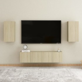 Muebles de pared de TV 4 pzas aglomerado color roble Sonoma de vidaXL, Muebles TV - Ref: Foro24-3078957, Precio: 121,54 €, De...