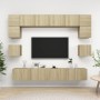 TV wall unit furniture set, 8 pieces, particle board, Sonoma oak color by vidaXL, TV Furniture - Ref: Foro24-3079007, Price: ...