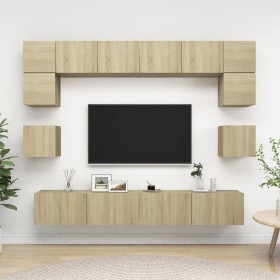 Muebles de pared de TV 8 pzas aglomerado color roble Sonoma de vidaXL, Muebles TV - Ref: Foro24-3079007, Precio: 273,17 €, De...