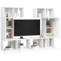 White engineered wood 6-piece TV living room furniture set by vidaXL, TV Furniture - Ref: Foro24-3078698, Price: 199,87 €, Di...