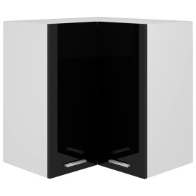 Glossy black engineered wood corner hanging cabinet by vidaXL, Kitchen cabinets - Ref: Foro24-806396, Price: 61,50 €, Discoun...