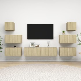 Set de muebles salón TV 8 pzas madera ingeniería roble Sonoma de vidaXL, Muebles TV - Ref: Foro24-3079029, Precio: 203,45 €, ...