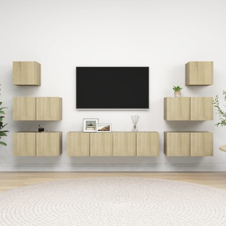 Set de muebles salón TV 8 pzas madera ingeniería roble Sonoma de vidaXL, Muebles TV - Ref: Foro24-3079029, Precio: 206,99 €, ...