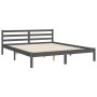 Double bed frame with gray solid wood headboard by vidaXL, Beds and slatted bases - Ref: Foro24-3193993, Price: 156,99 €, Dis...