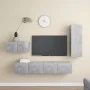 Living room TV set, 4-piece engineered wood furniture in gray concrete. by vidaXL, TV Furniture - Ref: Foro24-3079098, Price:...
