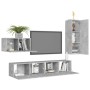 Living room TV set, 4-piece engineered wood furniture in gray concrete. by vidaXL, TV Furniture - Ref: Foro24-3079098, Price:...