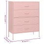 Armario de cajones de acero rosa 80x35x101,5 cm de vidaXL, Cajoneras - Ref: Foro24-336202, Precio: 237,58 €, Descuento: %