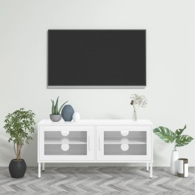 Mueble para TV de acero blanco 105x35x50 cm de vidaXL, Muebles TV - Ref: Foro24-336242, Precio: 103,99 €, Descuento: %