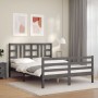 Estructura de cama con cabecero madera maciza gris 160x200 cm de vidaXL, Camas y somieres - Ref: Foro24-3193933, Precio: 152,...