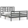 Estructura de cama con cabecero madera maciza gris 160x200 cm de vidaXL, Camas y somieres - Ref: Foro24-3193933, Precio: 152,...