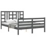 Estructura de cama con cabecero madera maciza gris 160x200 cm de vidaXL, Camas y somieres - Ref: Foro24-3193933, Precio: 152,...