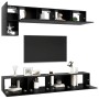 5-piece black engineered wood TV living room furniture set by vidaXL, TV Furniture - Ref: Foro24-3078799, Price: 203,74 €, Di...