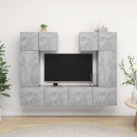 TV living room furniture set 6 pieces concrete gray engineered wood by vidaXL, TV Furniture - Ref: Foro24-3079118, Price: 212...