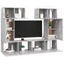 Set muebles de salón TV 6 pzas madera ingeniería gris hormigón de vidaXL, Muebles TV - Ref: Foro24-3079118, Precio: 212,33 €,...