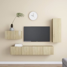 Wohnzimmer-TV-Möbelset, 4-teilig, Holzwerkstoff, Sonoma-Eiche von vidaXL, TV-Möbel - Ref: Foro24-3078993, Preis: 151,99 €, Ra...