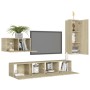 Set de muebles salón TV 4 pzas madera ingeniería roble Sonoma de vidaXL, Muebles TV - Ref: Foro24-3078993, Precio: 165,53 €, ...